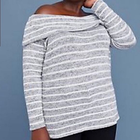 NWT Lane Bryant grey&white striped sweater - Picture 1 of 5